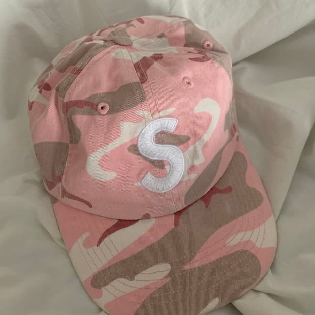 슈프림 S로고 핑크 카모캡