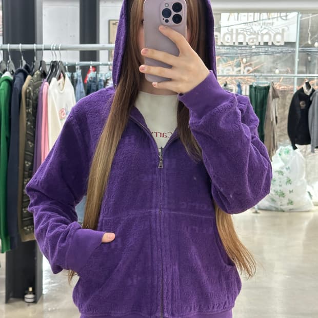 히스테릭글래머 엠보싱풀로고 태리 후드집업