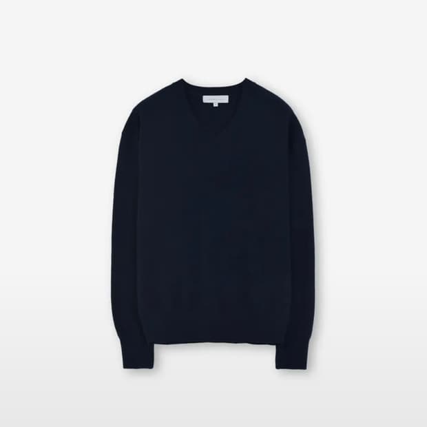 [3] 브라운야드 엑스트라 슈퍼 파인 브이넥 니트 다크 네이비 