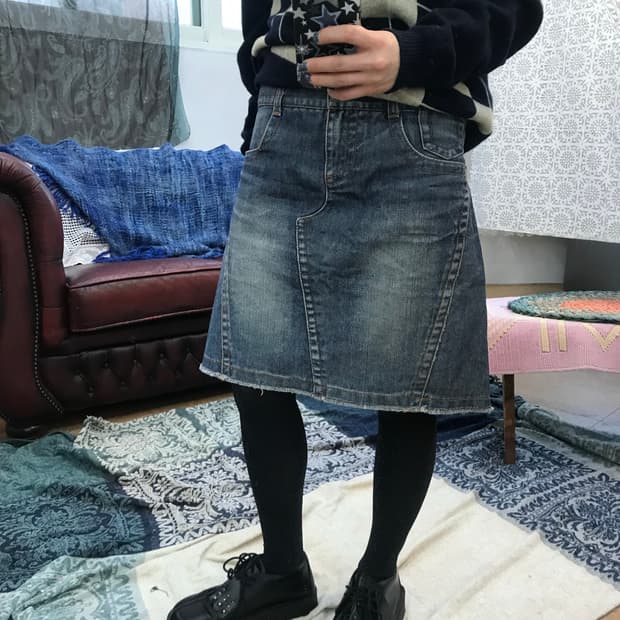 캘빈클라인 CK 여성 신치백 데님 미니스커트 