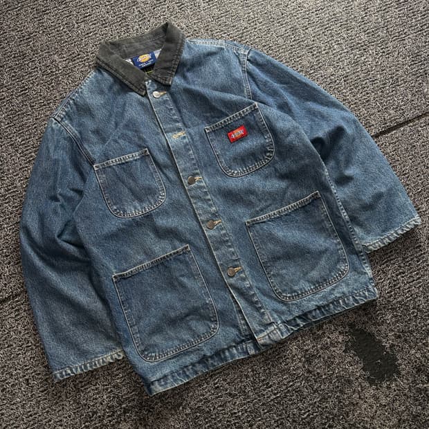 90s 디키즈 코듀로이 카라 데님 초어 워크 자켓 3056