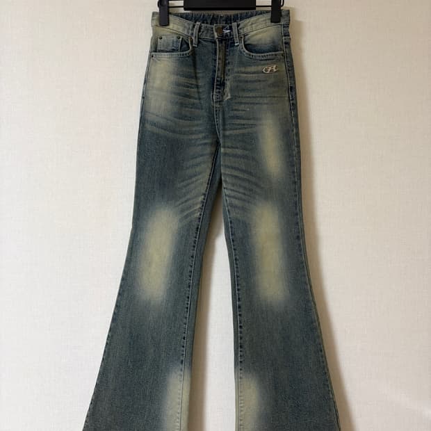 락케이크 워싱 부츠컷 데님 - 중청