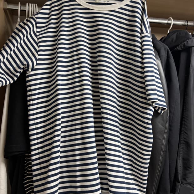 나나미카 쿨맥스 스트라이프 저지 반팔티 xl 사이즈 네이비