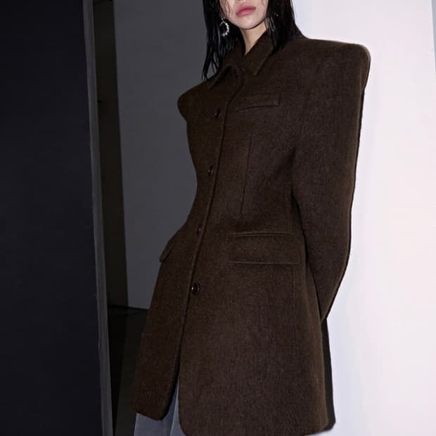 랑거 langer 싱클레어 울 알파카 블렌드 코트 브라운 컬러