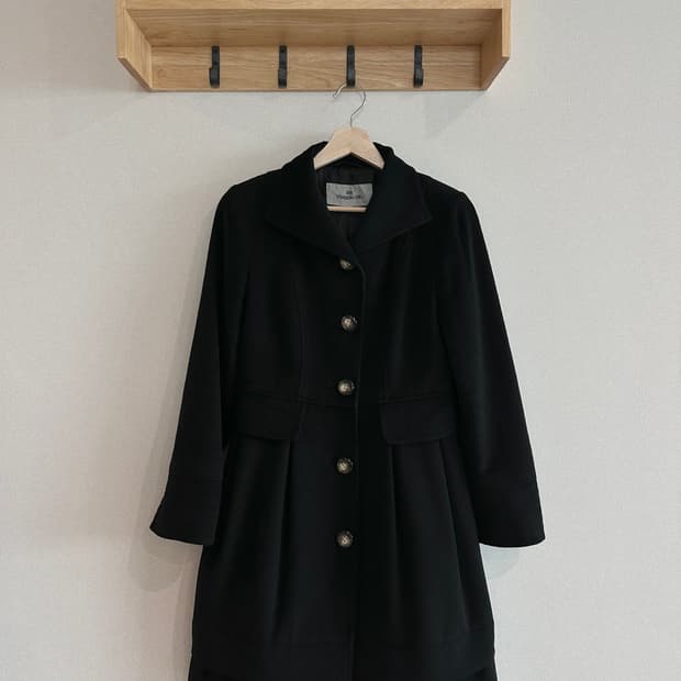 jpn viaggio blu 울 앙고라 혼방 블랙 레이어드 일본맛 코트