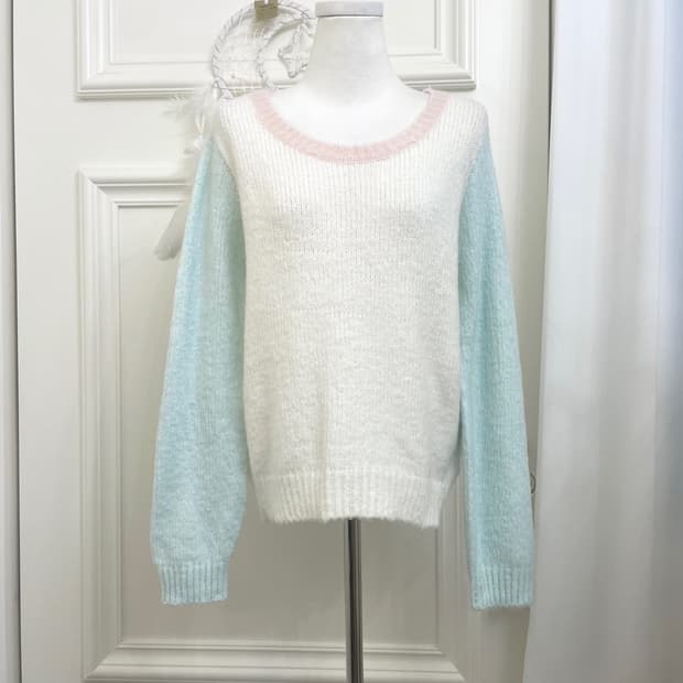 INGNI pink sky-blue candy cute knit top