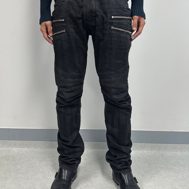 발망 더블 지퍼 바이커 진