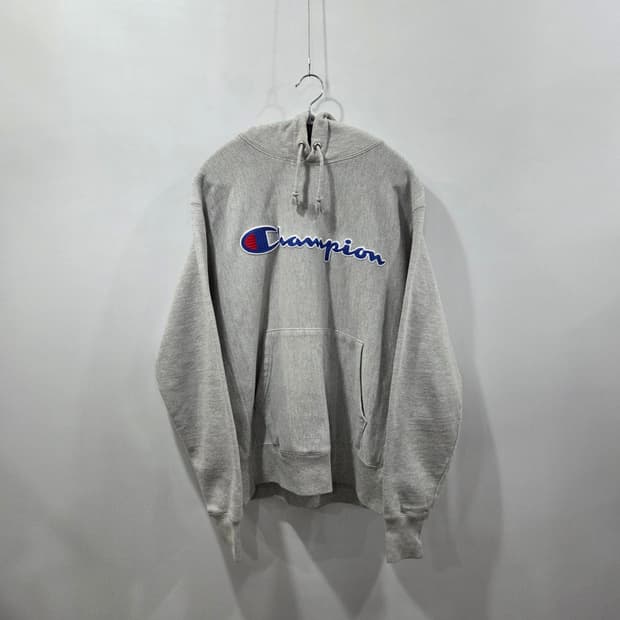 챔피온 블루택 리버스위브 자수로고 기모 후드티 M