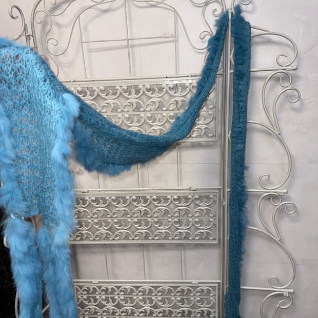 Daniel Hechter blue rabbit fur muffler