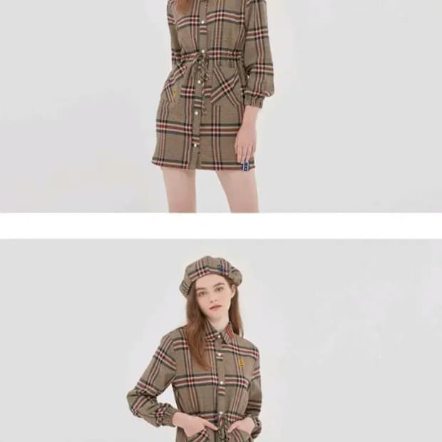 로맨틱크라운 체크 미니 원피스