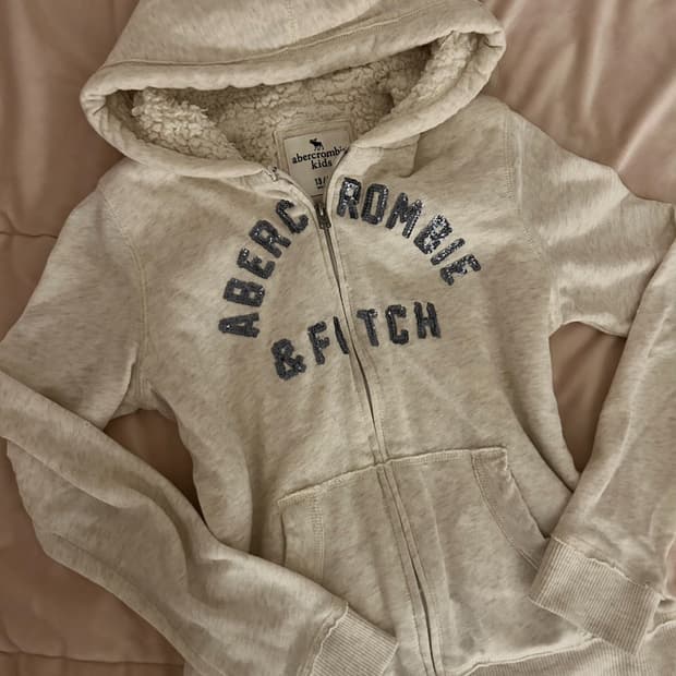 아베크롬비 양털 슬림핏 후드집업 오트밀