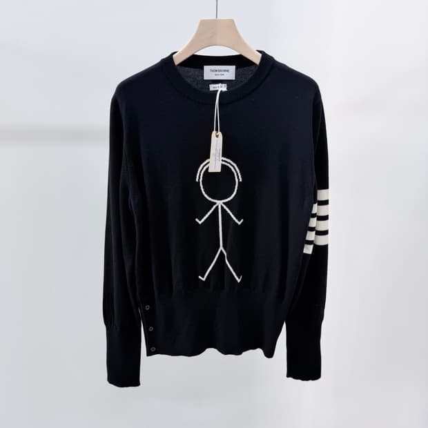 [미사용/2] 톰브라운 사선완장 인타르시아 아이콘 울 니트 블랙