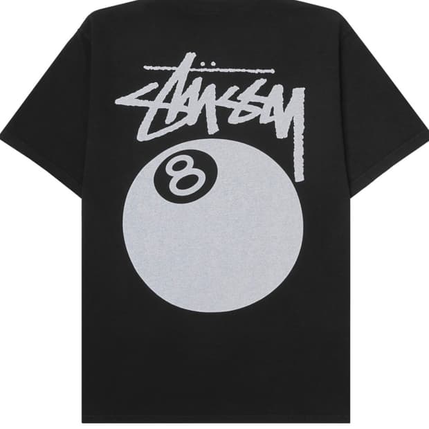 스투시 8볼 피그먼트 다이드 티셔츠 블랙 L 