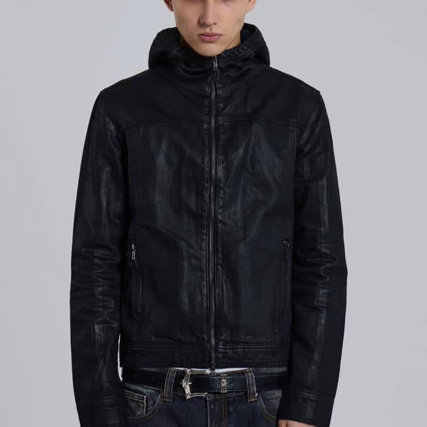 Jaded London Black Bedrock Waxed Hooded 