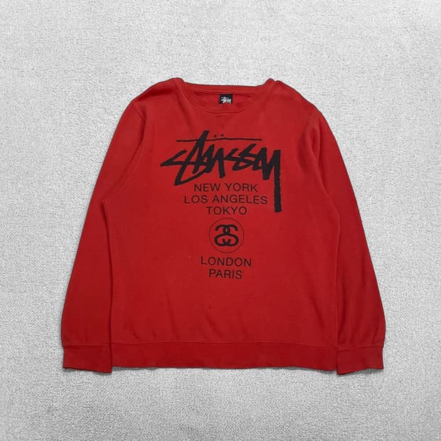 스투시 Stussy 월드투어 크루넥 맨투맨 레드