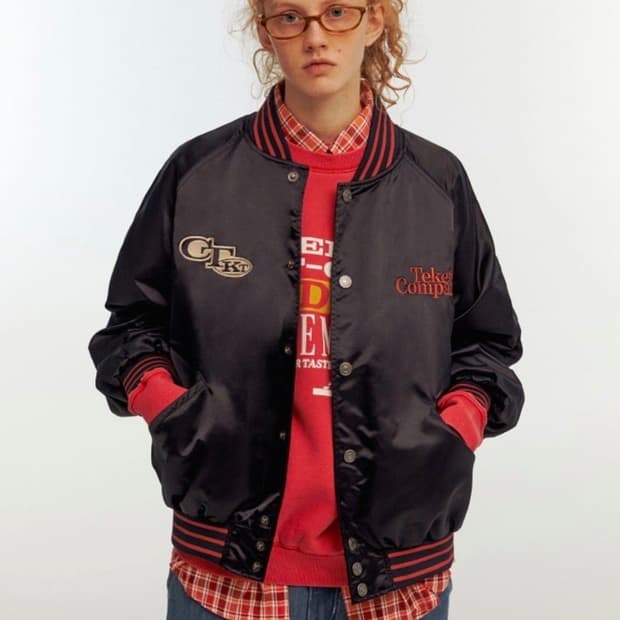 테켓 바시티 자켓 (Keyword Satin Jacket) NAVY