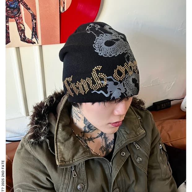 90-00s JPN Vintage Dragon Studs Beanie