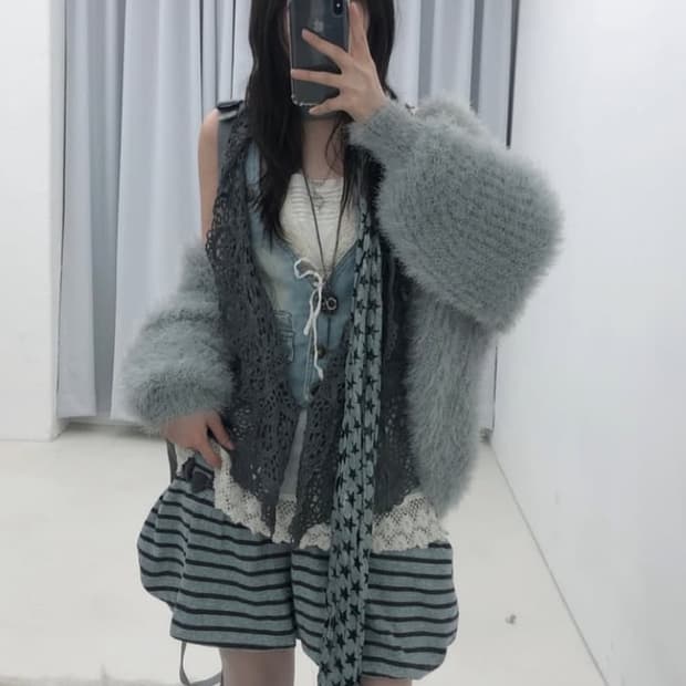 선가든파티 별머플러 빈티지 코디셋