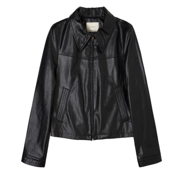 시야쥬 SIYAZU 크롭 레더 자켓 블랙