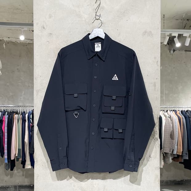 나이키 acg 블랙 uv 데버 스테이션 트레일 포켓 셔츠