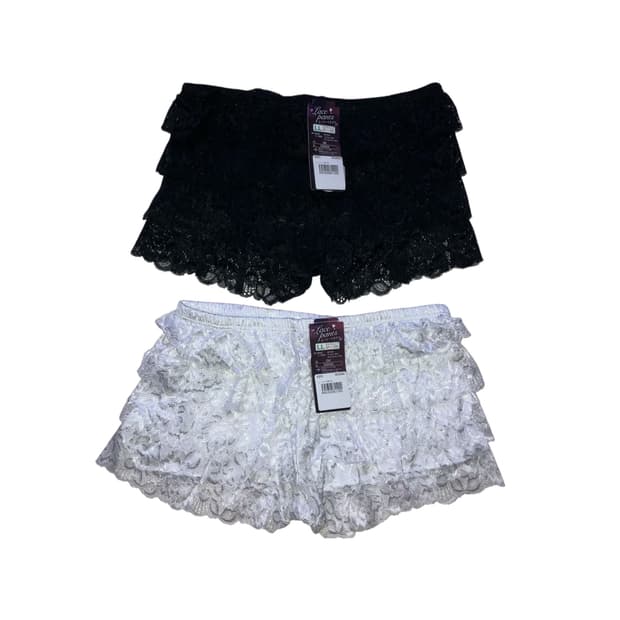 일본브랜드 캉캉 레이스 숏팬츠 화이트 + 블랙 갸루
