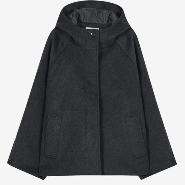 타입서비스 후드 하프 코트 차콜