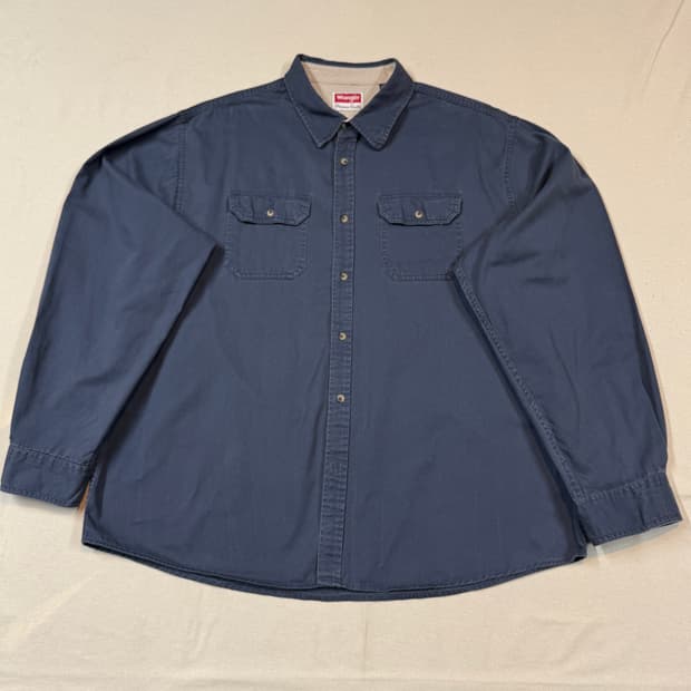 XXL) Wrangler 랭글러 투포켓 워크웨어 네이비 코튼 셔츠 W11