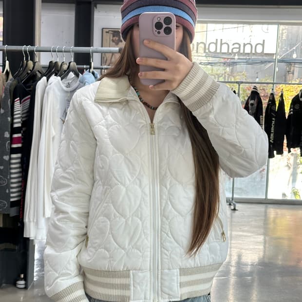 아디다스 Y2k 하트퀼팅 점퍼