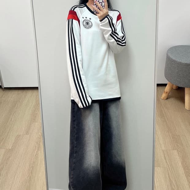 아디다스 독일 국대 화이트 쉘탑 롱슬리브 져지