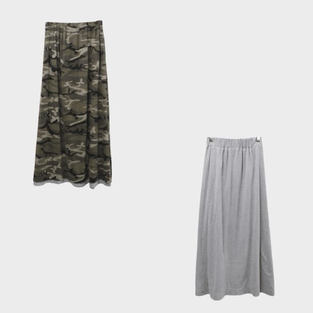 CHARM 카모플라주 리버시블 롱 스커트 62343