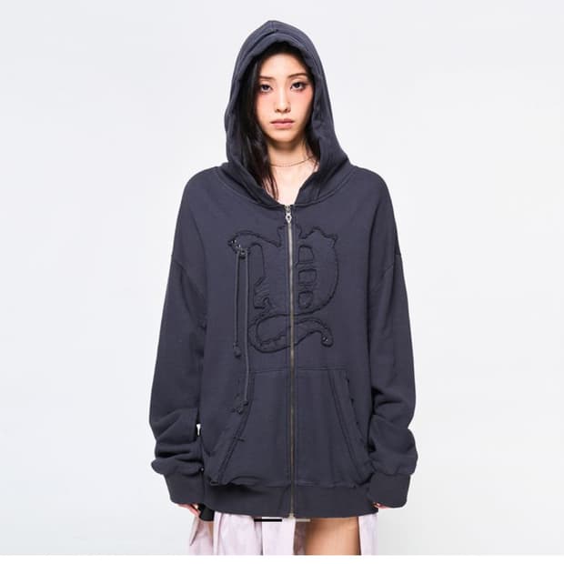 Yeel 와이이이엘 BACK TIE DETAIL ZIP-UP DARK G