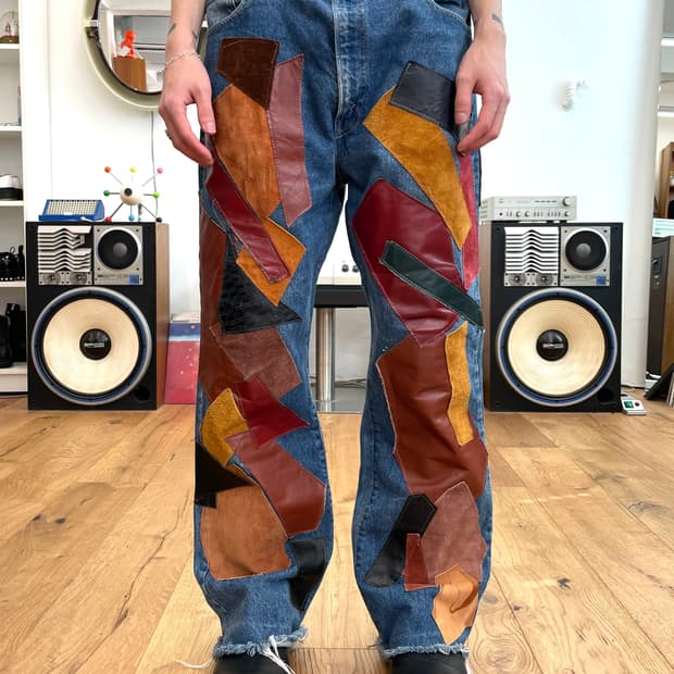 [38] 70s 리바이스 517 레더 패치 데님 팬츠