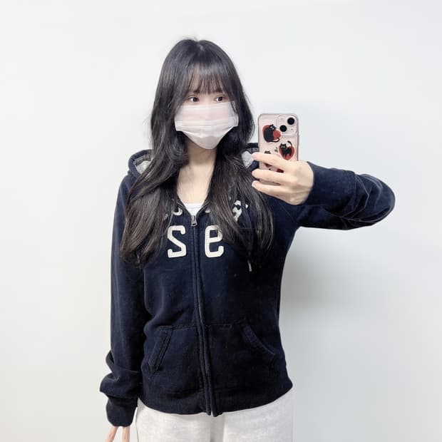 아베크롬비 피치 로고 후드집업 네이비