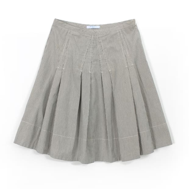 마렐라 Marella 스트라이프 핀턱 에이라인 미디 스커트