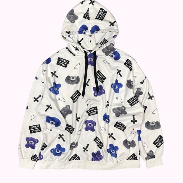 bear cross logo hood t-shirt