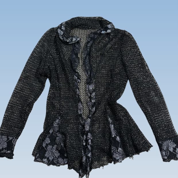 빈티지 을지로 히피 플라워 시스루 은사 가디건