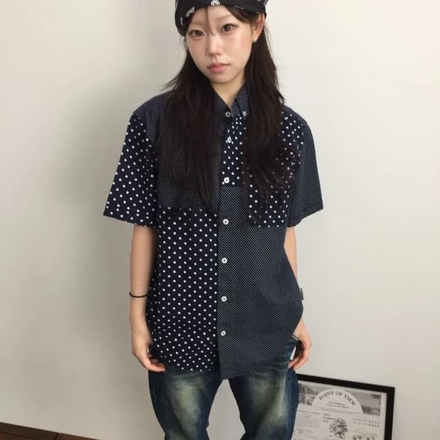 JPN Patchwork Dot Button Shirt