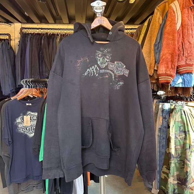 할리데이비슨 페이드 데미지 프린팅 스웻 후드