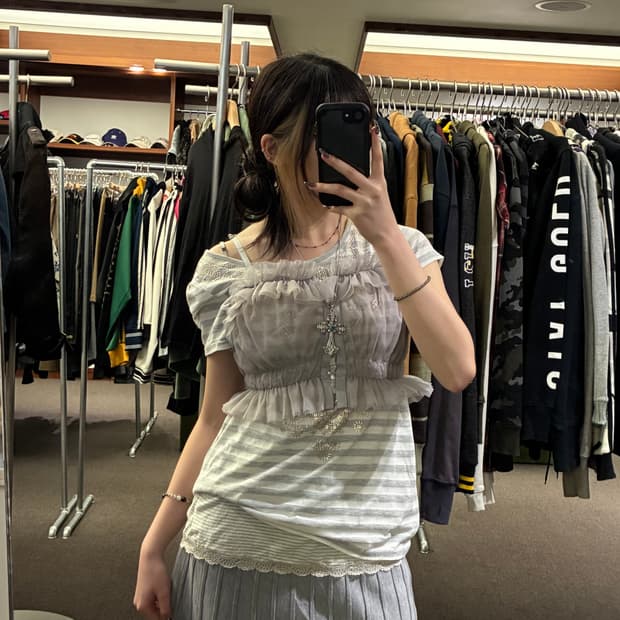 F)dazzling 빈티지 여성 레이스 글리터 슬리브리스