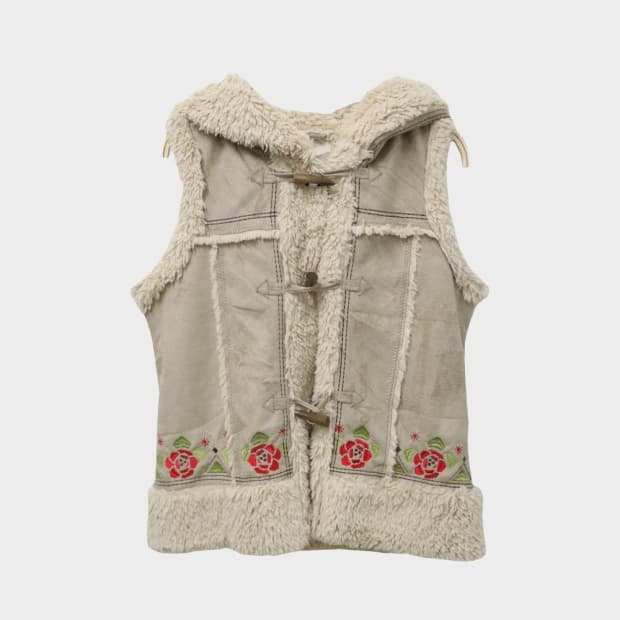 AMINA 베이지 스웨이드 퍼 베스트 61431