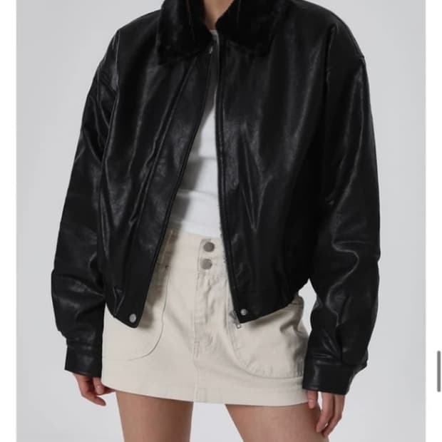블랙업 퍼 레더자켓 블루종 