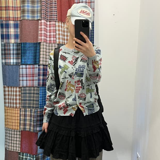 블랙 닷 패턴 프릴 스커트