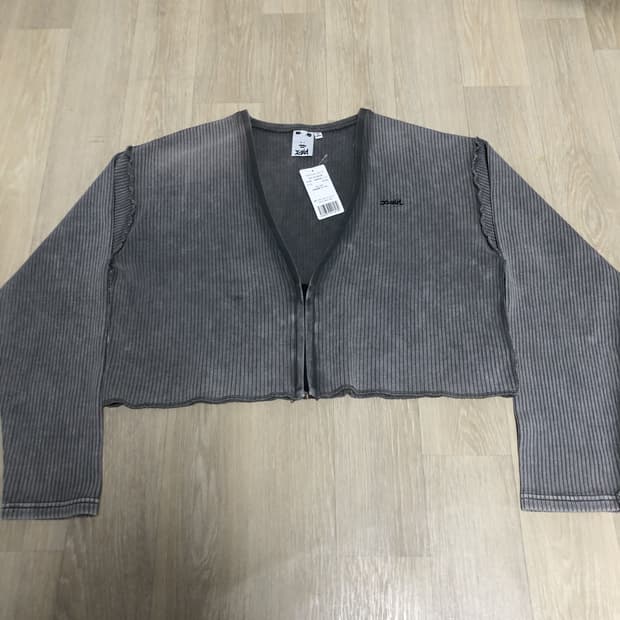 (우먼스 M) 새상품 X-GIRL 엑스걸 피그먼트 다잉 와이드 립 가디건