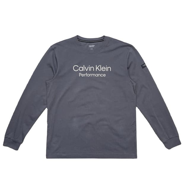 CALVIN KLEIN 로고 프린팅 롱슬리브 그레이 M