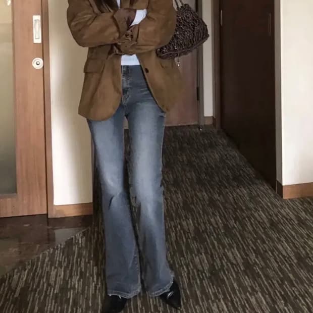 에이블리) 부츠컷 데님 청바지 L