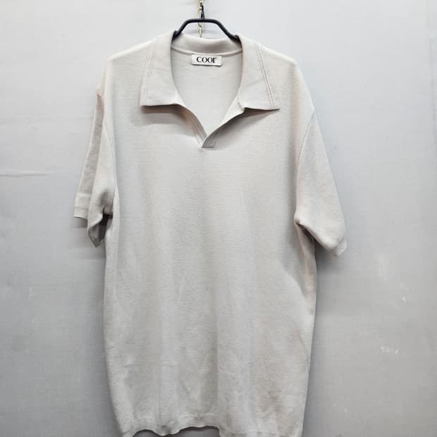 쿠어 coor 코튼 니트 오픈 반팔카라 XL)