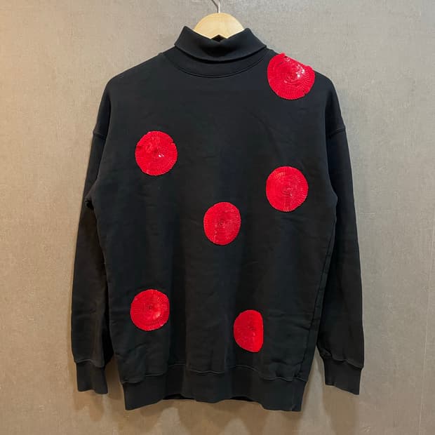 MSGM 블랙 도트 폴라 기모 맨투맨