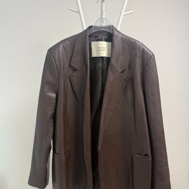 파사드패턴 오버핏 레더 자켓 브라운 M