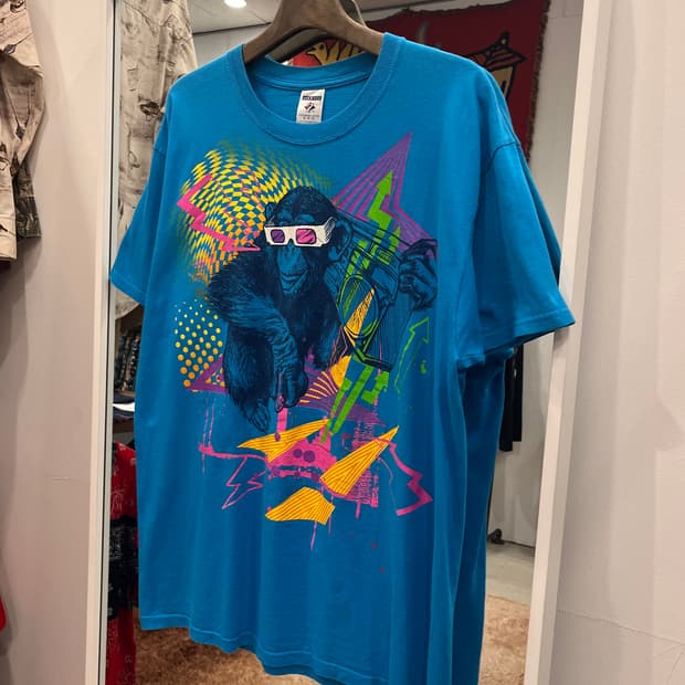 00s Jerzees 저지스 침팬지 프린팅 반팔 티셔츠