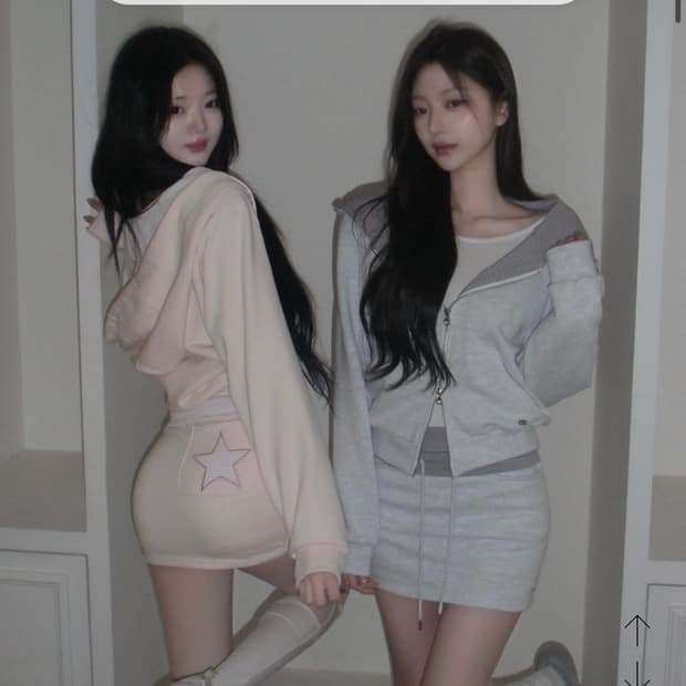 Zanne 잔느 핑크 후드 스커트 세트